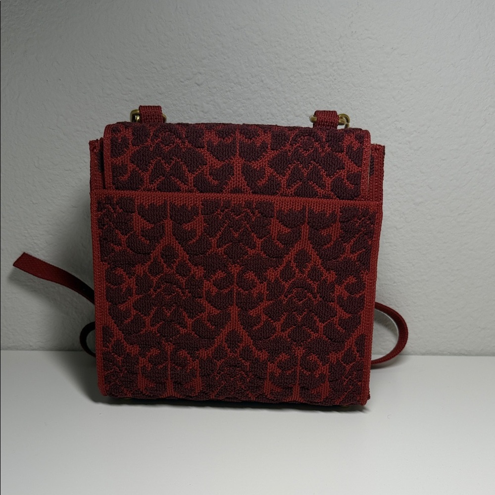 ANTONIO MELANI Red Patterned Top-Handle Satchel - Picture 4 of 9